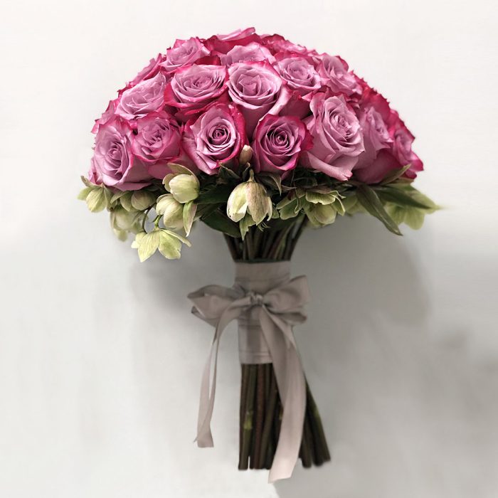 Purple Rose Bridal Bouquet - Image 1
