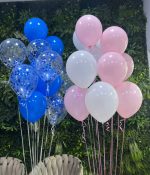 12Pink, White With12 Blue& Confetti Balloons - Image 2