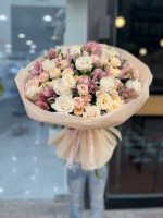 Fresh Baby Roses Ice Peach & Pink Bouquet