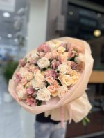 Fresh Baby Roses Ice Peach & Pink Bouquet - Image 2