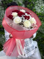 Crimson Love Whisper Bouquet/Red And White Roses - Image 2