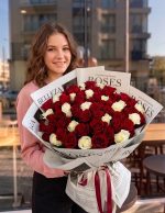 Crimson & Ivory Romance — 51 Roses