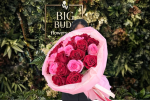 Luxury 25 Fresh Red & Bright Pink Rose Bouquet